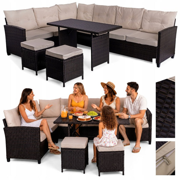 Gino Brown Technorattan Garden Corner Set for Terrace