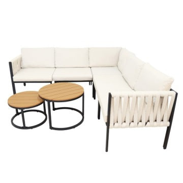 Rodos Beige Garden Corner Lounge Set with Table