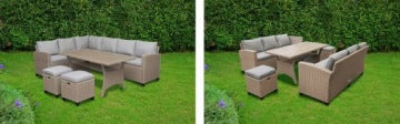 Technorattan Garden Corner Set with Table and Poufs