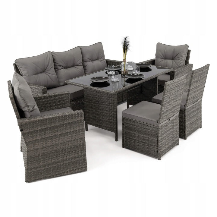 Monako XL Grey Technorattan Garden Set with Grey Cushions
