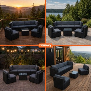 Modern Loft Grey Modular Garden Corner Set with Armchair and Table