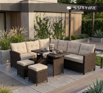 Gino Brown Technorattan Garden Corner Set for Terrace