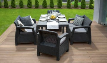 Keter Corfu Fiesta Graphite Garden Furniture Set with Cushions
