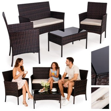 Lima Brown Technorattan Garden Furniture Set for Terrace and Balcony