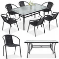 Simple Graphite Garden Dining Set with 150 x 90 cm Table and Six Chairs
