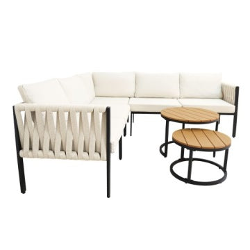 Rodos Beige Garden Corner Lounge Set with Table