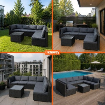 Modern Loft Grey Modular Garden Corner Set with Armchair and Table
