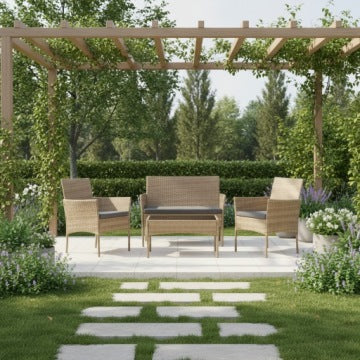 SFS010 Natural Beige Technorattan Garden Furniture Set by MTG
