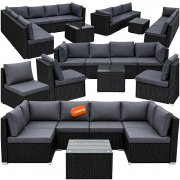 Modern Loft Grey Modular Garden Corner Set with Armchair and Table
