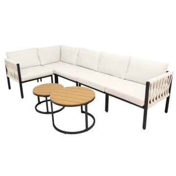 Rodos Beige Garden Corner Lounge Set with Table
