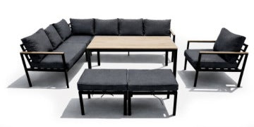 Gardenove Grey Nine-Person Corner Garden Dining Set with High Table