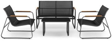 Gröner Black Garden Furniture Set with Sofa, Chairs and Table