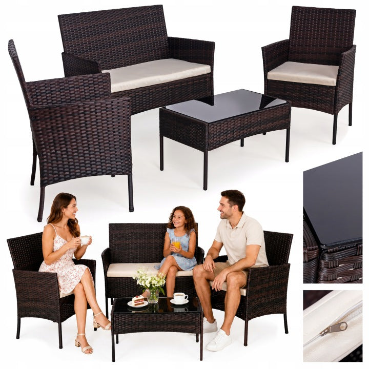 Lima Brown Technorattan Garden Furniture Set for Terrace and Balcony
