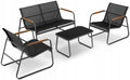 Gröner Black Garden Furniture Set with Sofa, Chairs and Table