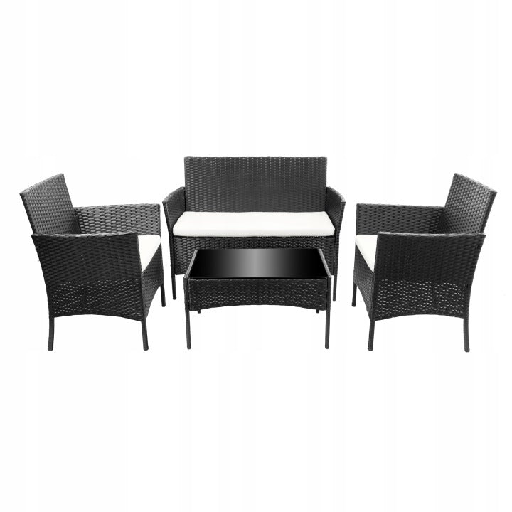 Iso Trade Black Metal Garden Furniture Set, 4 Pieces