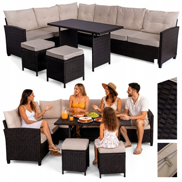 Gino Brown Technorattan Garden Corner Set for Terrace