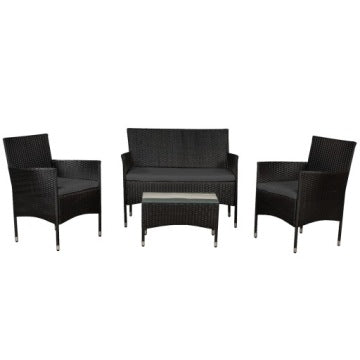 Black Technorattan Garden Furniture Set for Patio and Garden