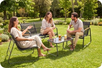 Gröner Black Garden Furniture Set with Sofa, Chairs and Table