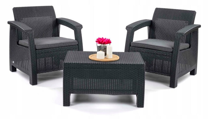 Keter Corfu Weekend Grey Rattan-Style Garden Furniture Set