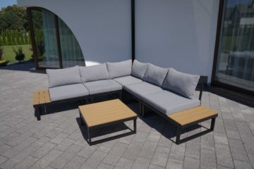 Lisa Grey Six-Person Garden Corner Furniture Set