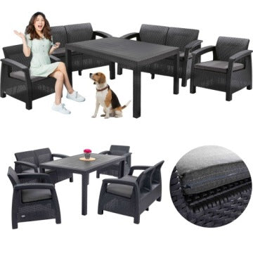 Keter Corfu Fiesta Graphite Garden Furniture Set with Cushions