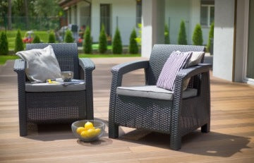 Keter Corfu Fiesta Graphite Garden Furniture Set with Cushions