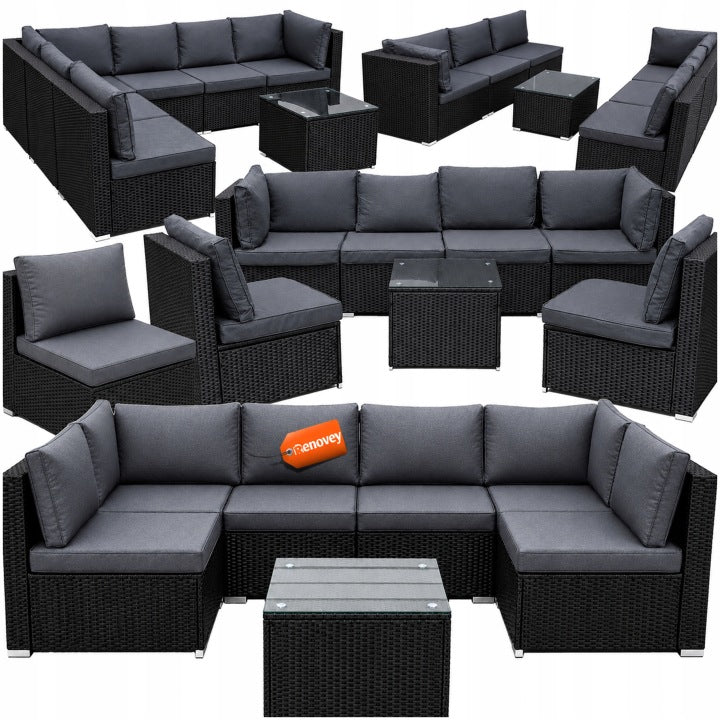 Modern Loft Grey Modular Garden Corner Set with Armchair and Table