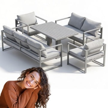 NM-2011 Premium Grey Metal Garden Furniture Set