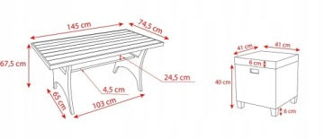 Technorattan Garden Corner Set with Table and Poufs