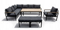 Gardenove Grey Nine-Person Corner Garden Dining Set with High Table