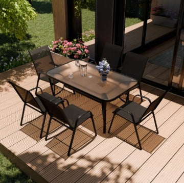 Kindly Black Six-Person Garden Dining Set by Zenjoy