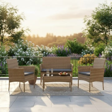 SFS010 Natural Beige Technorattan Garden Furniture Set by MTG