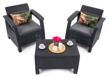 Keter Corfu Weekend Grey Rattan-Style Garden Furniture Set