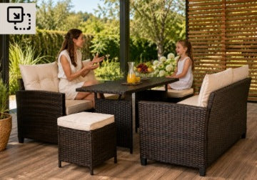 Gino Brown Technorattan Garden Corner Set for Terrace