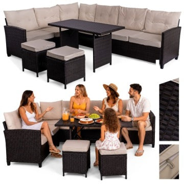 Gino Brown Technorattan Garden Corner Set for Terrace