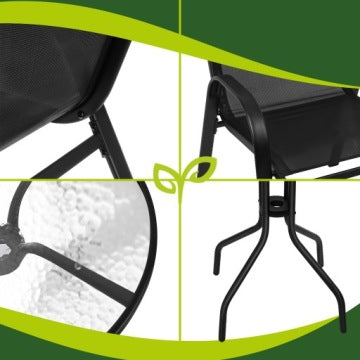 Black Balcony Furniture Set with Table and Two Chairs