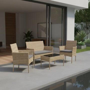 SFS010 Natural Beige Technorattan Garden Furniture Set by MTG