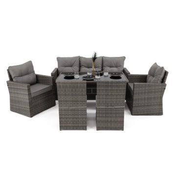 Monako XL Grey Technorattan Garden Set with Grey Cushions