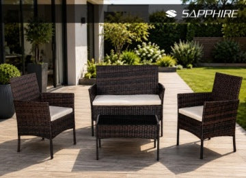 Lima Brown Technorattan Garden Furniture Set for Terrace and Balcony