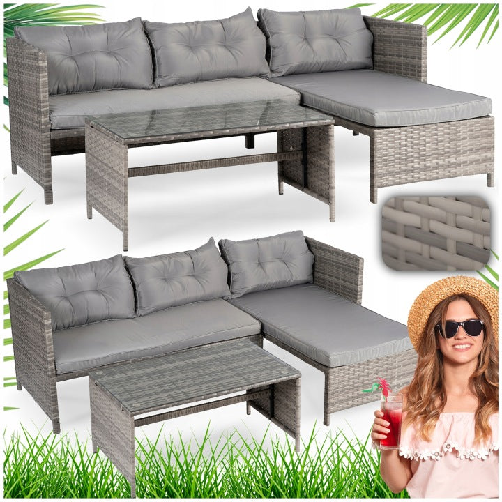 Daliano Grey Technorattan Garden Set for Terrace and Patio