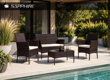 Lima Brown Technorattan Garden Furniture Set for Terrace and Balcony