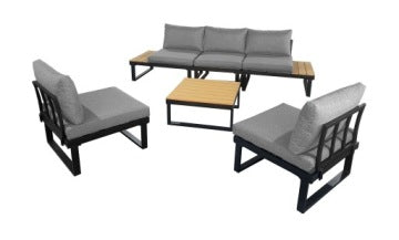 Lisa Grey Six-Person Garden Corner Furniture Set