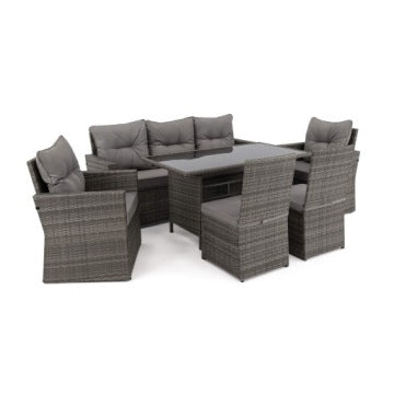 Monako XL Grey Technorattan Garden Set with Grey Cushions