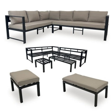 Globo Taupe Nine-Person Modular Garden Lounge Set