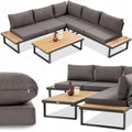 Emerson Grey Garden Corner Lounge Set with Wooden Inserts