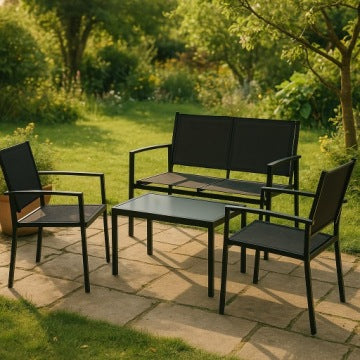 Jumi Black Garden Lounge Set with Table, Armchairs and Sofa
