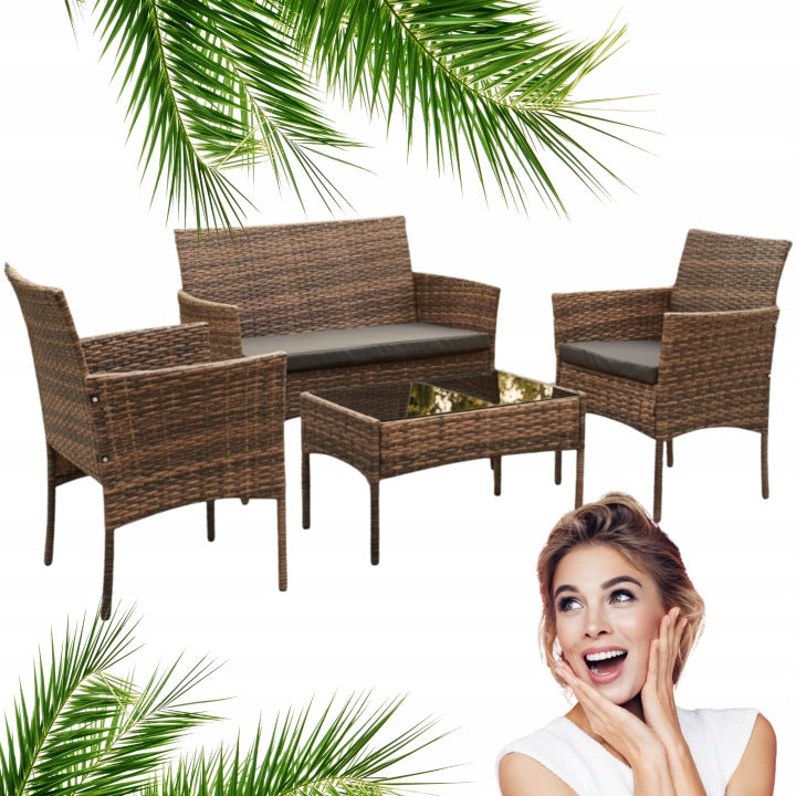 SFS010 Light Brown Technorattan Garden Furniture Set by MTG