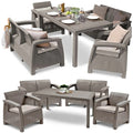 Keter Corfu Fiesta Beige Garden Dining Set with Sofa, Armchairs and Table