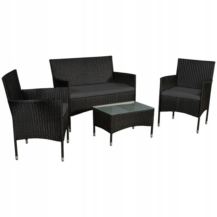 Black Technorattan Garden Furniture Set for Patio and Garden