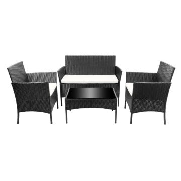 Iso Trade Black Metal Garden Furniture Set, 4 Pieces